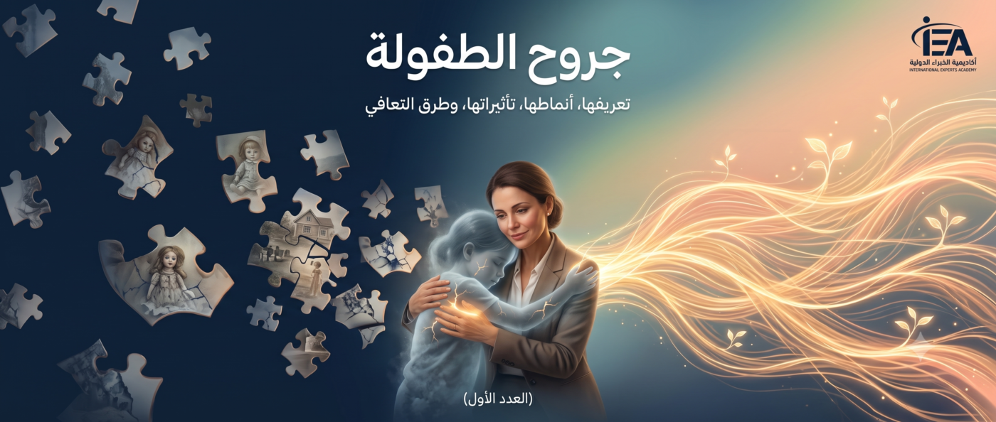 إنفوجرافيك غلاف مقال جروح الطفولة وطرق التعافي وعلاج الطفل الداخلي - أكاديمية الخبراء الدولية